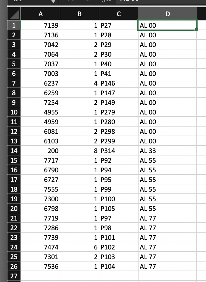 Excel sheet