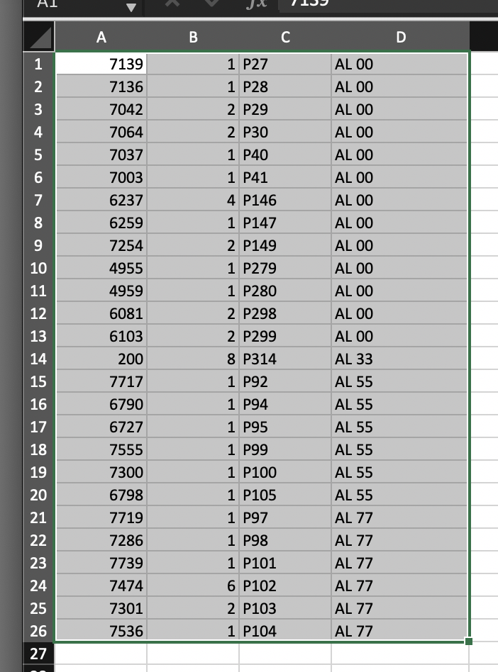 Excel sheet - selected