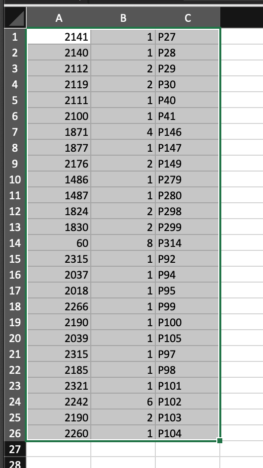 Excel sheet - selected