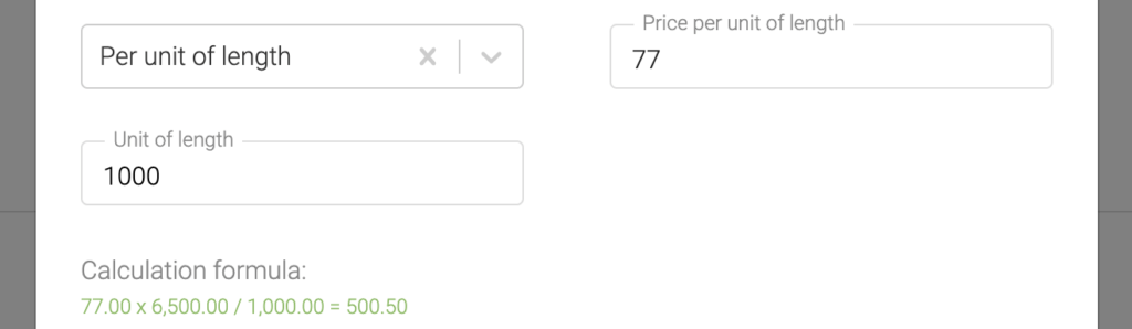 Price per unit of length